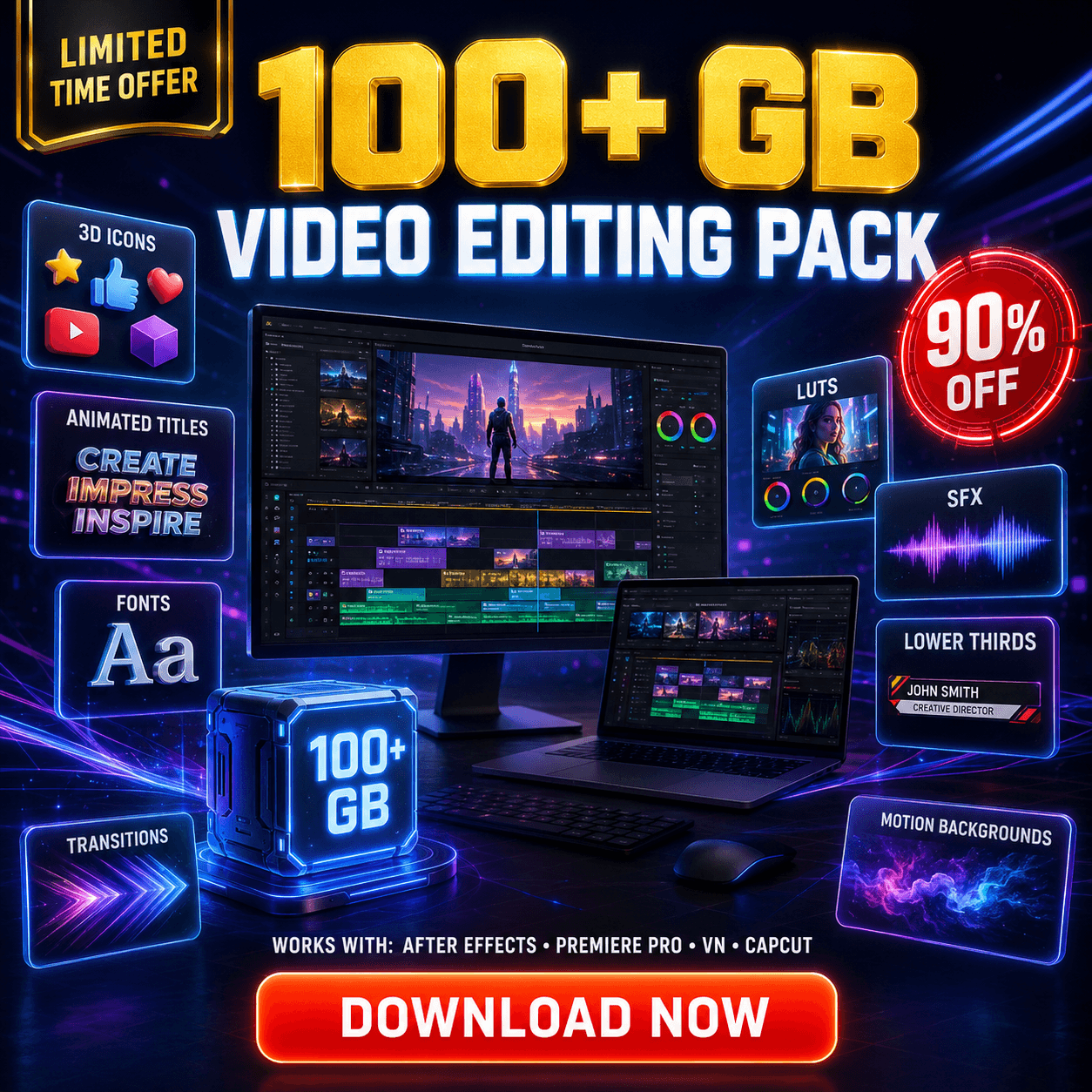 100GB+ Premium Video Editing Pack