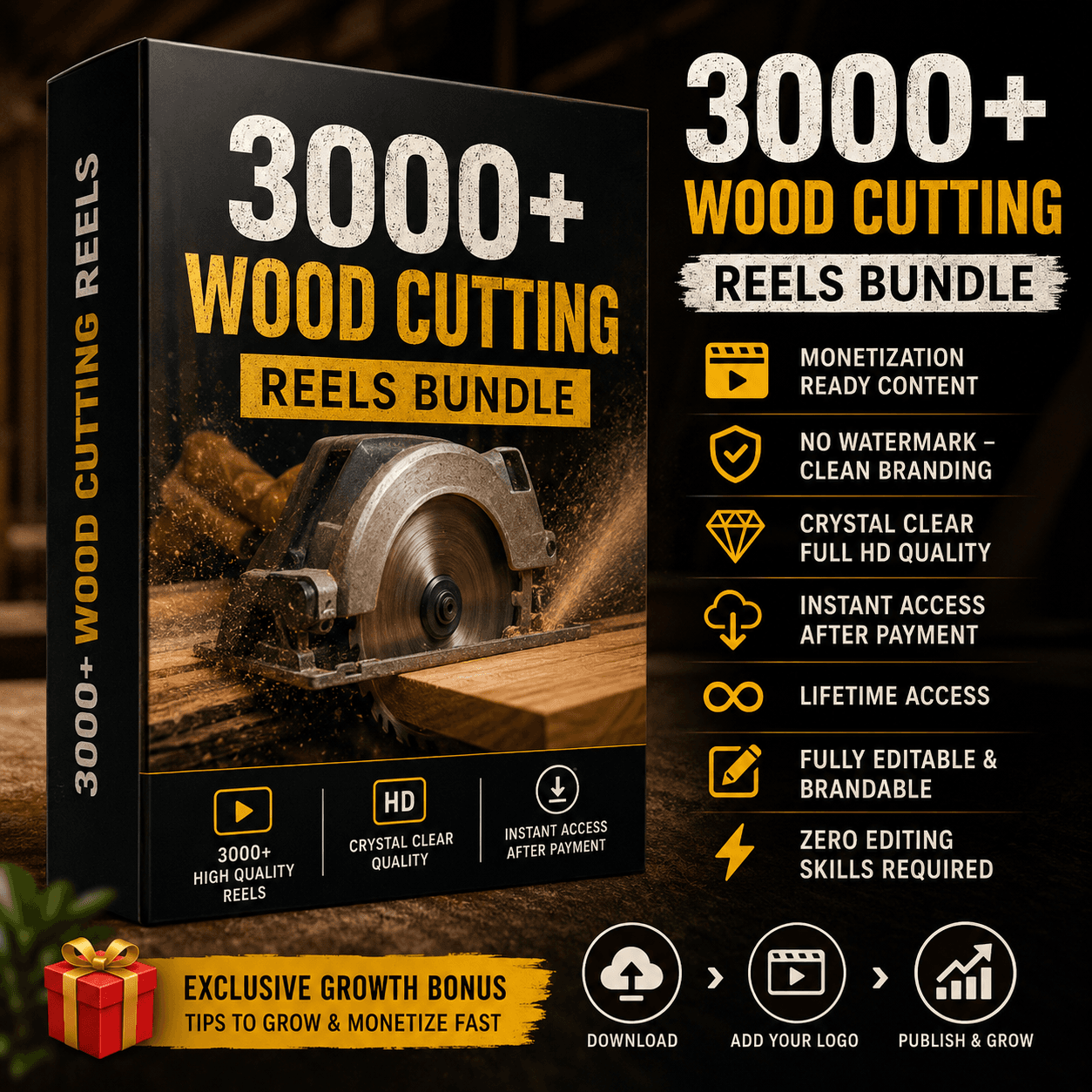 3000+ Wood Cutting Reels Bundle