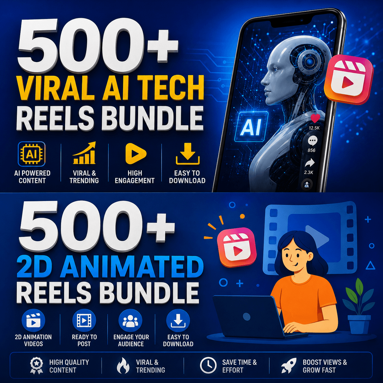 500+ 2D ANIMATED REELS BUNDLE