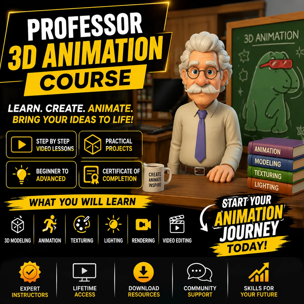 3D Animation Full Course (Master 3D With Professor) in Hindi